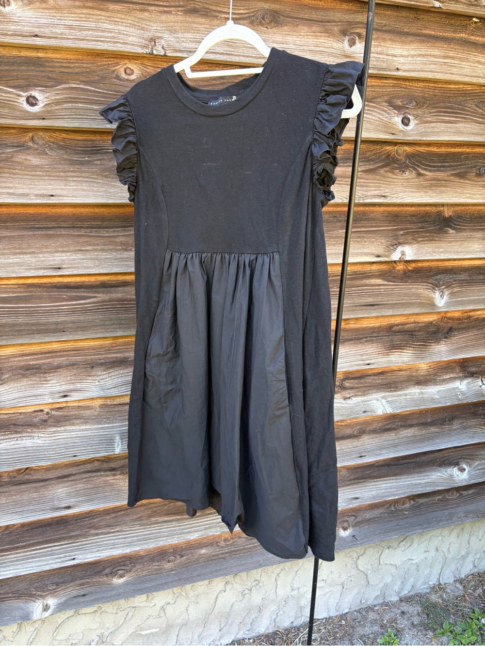 English Factory Black Ruffle Sleeve Casual Dress